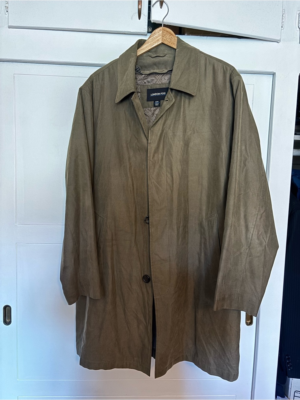London Fog Men's Olive/Tan Quilted-Lined Trench Coat